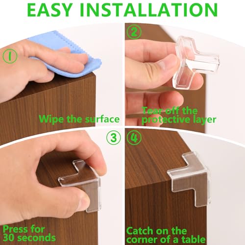 Image of Transparent Corner Protectors - Baby Safety Edge Guards for Furniture, Clear Sharp Corner Covers for Dining Table Baby Proofing (15 Pack T-Shaped)