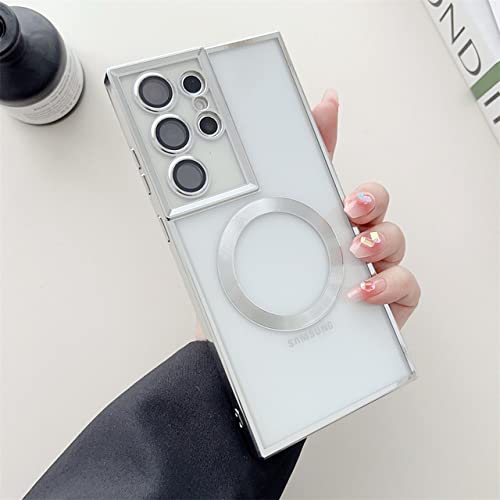 Coque Note 20 Ultra argent magnétique en placage transparent film objectif charge sans fil