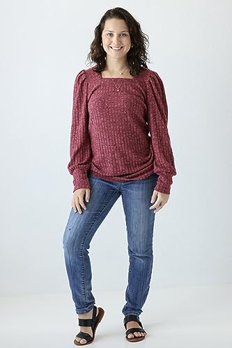 Image of WIHOLL Long Sleeve Shirts for Women Trendy Casual Square Neck Tops Lightweight Sweaters