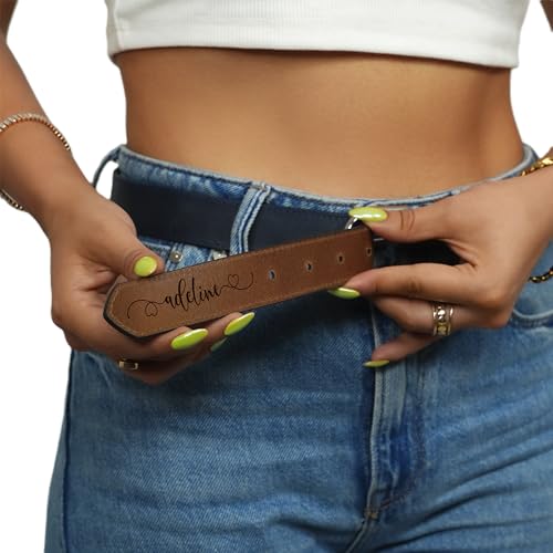 Personalize Leather Dress Belt for Woman, Custom Gift for Her, Monogrammed Women Belt, Gift for Wife, Girlfriend Gift, Engraved Leather Belt