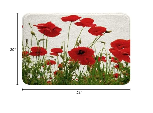 Feelyou Poppy Bathroom Rugs Bright Red Floral Bath Mats For Bathroom Non Slip Floor Mats Ultra Thick Soft Microfiber Door Mats For Kitchen Bedroom Decor Bathroom Accessories thumb #2