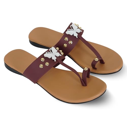 Image of Women's Slippers | Comfortable Flat Chappals for Women with Bow Detail | Stylish Casual Chappals, Trendy Summer Sandals, Comfortable Footwear for Daily Use