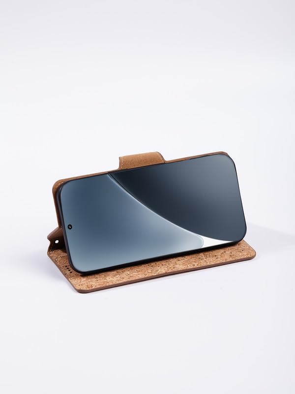 Image of ClickCase for Oneplus 11R 5G Natural Wood Cork Eco-Friendly Vegan Leather Wallet Case Flip Cover with Card Holder & Kickstand,Magnetic Flip Cover for Oneplus 11R 5G Wooden, Silver