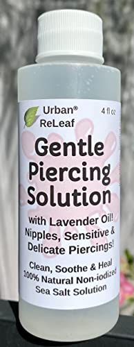 Urban ReLeaf Gentle Piercing Solution ! Healing Sea Salts & Lavender Aftercare 4 oz, Ready to use. Safely Clean & Care for Sensitive & Delicate Areas, Nipples. Gentle Effective Natural & Soothing.