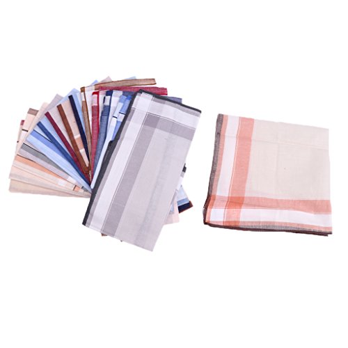 oshhni 12 Pcs Lenço Masculino Tecido de Algodão Tecido Listrado Quadrado com Bolso Lenço