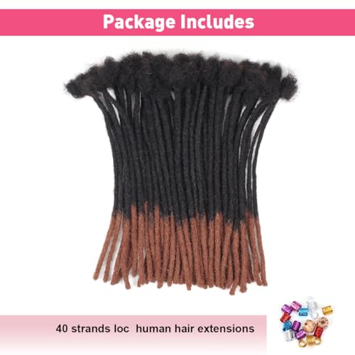 10Inch 40 Strands Loc Extensions Human Hair, 0.6cm Pencle Size Dreadlock Extensions Human Hair for Women Men Full Handmade Permanent Dreads Locs(1B/30)