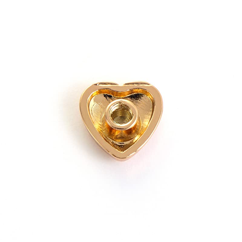 QUARKZMAN 20set Cuore Rivetto 10mm Metallo Cuore Forma Decorazione Borchia Rivetti Strumento Set per Cintura Vestiti Scarpe Borsa Bagagli Pelle Artigianato Abbellimenti Accessori Oro Tono