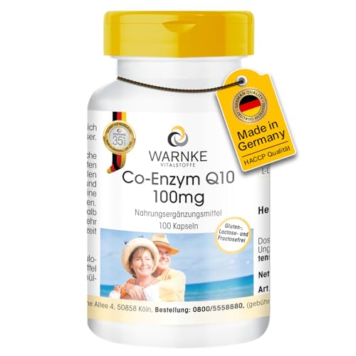 Coenzym Q10 100mg - 100 Kapseln - CoQ10 Kapseln - hochdosiert - Ubichinon - vegan | Warnke Vitalstoffe - Deutsche Apothekenqualität