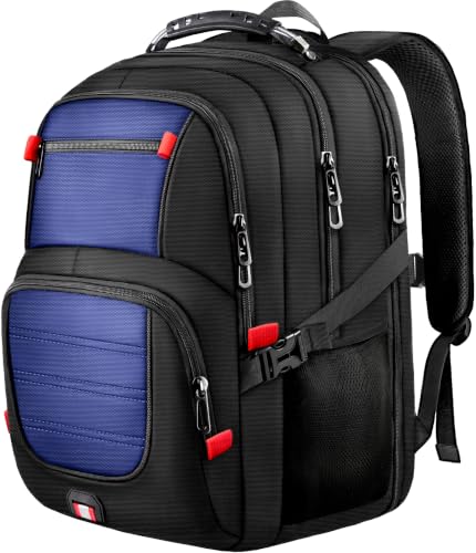 Image of 55L Gaming Laptop Backpack, Fits 18.4-19 inch Laptop, Blue | 180 TSA-Friendly Carry On Design with Padded Laptop Compartment, Water-Resistant, Adjustable Strap, Handle for Men Women