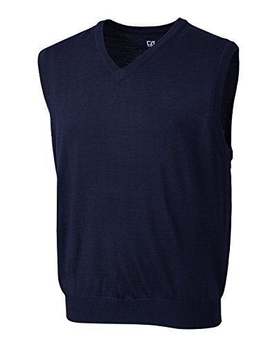 Cutter & Buck Big and Tall Men's Douglas V-Neck Sweater Vest (5XL, Navy)