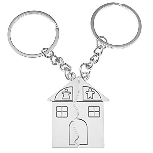 1 paire de porte-clés pour mariage, couple d'amour, famille, amour, maison, divisée, homme, femme, porte-clés avec chaîne pour amoureux, bijoux en alliage Cover