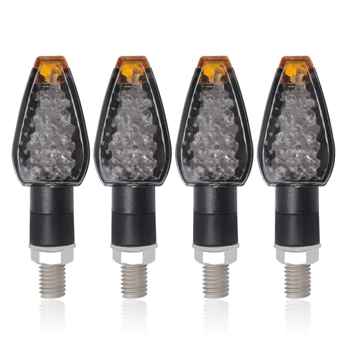 APIELE Motorrad-Blinker 4 Stück 12 V 14 LED mit E-Prüfzeichen wasserdicht Universal-Blinker für Motorrad Motorroller Quad und Cruiser