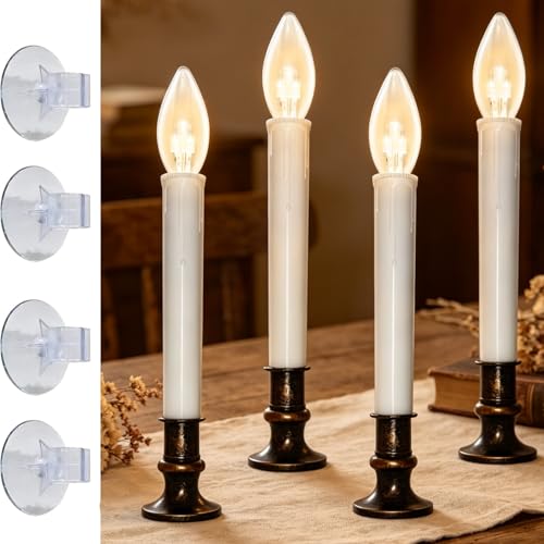 Image of 4PK Battery Operated LED Window Candles, 9 inch Christmas Candle Lamp