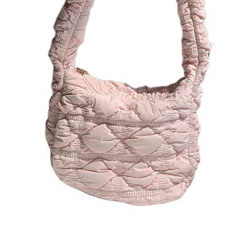Sac fourre-tout matelassé rose avec multiple compartiments zippés