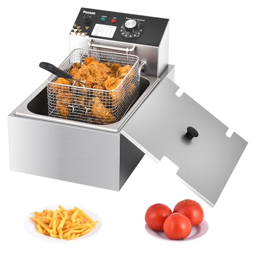 Deep Fryer with Basket, 1700w 9.1Qt Oil Tank/ 4Qt Basket, Stainless Steel Countertop Electric Fryer for Home and Commercial Use, Oil Fryer with Temperature Control and Double Overheat Protection