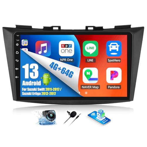 OiLiehu 4G+64G Android 13 Autoradio pour Suzuki Swift 2011-2017/Suzuki Ertiga 2012-2017 avec CarPlay Android Auto sans Fil, 9“ Écran Tactile avec GPS WiFi...