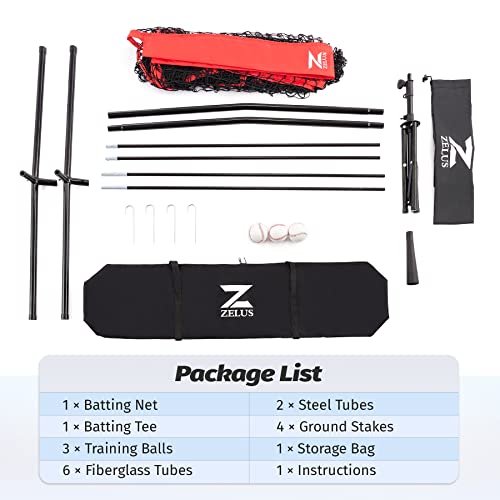 Zelus Baseball Net For Hitting And Pitching With Strike Zone For Backyard, 7X7Ft Outdoor Ball Sports Sock Net And Baseball Tee Combo W 3 Baseballs, Portable Softball & Baseball Training Equipment #TOP7