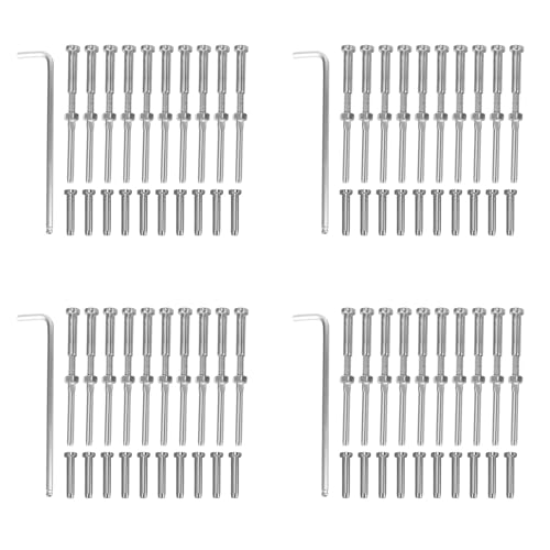 Fivetwofive Stemball Swage Y Hex Head Roscado Stud Tension End Endting Fitting Terminal Paquete Combinado Para 1/8 Pulgada, Acero Inoxidable T316 Marino 40 Pares