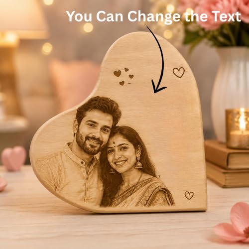 Image of Customized Personalised Engraved Wooden Photo Frame For Gift, All Shapes and Sizes for Everyone (Diagnal Heart-9x9)