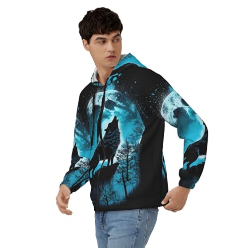 VOSERY Blue Full Moon Wolf Zip Up Hoodie Men - Casual Men's Fashion Hoodies & Sweatshirts, Long Sleeve Sports Hooded Jacket4