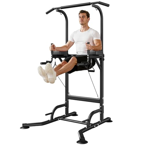 Botifly Power Tower Dip Station Klimmzugstange Freistehend Höhenverstellbar von 170-220cm Multifunktionale Kraftstation Kraftturm Trainingsgerät für Zuhause Pull Up Bar