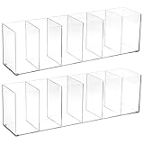 Xaajooio 2 Pcs Acrylic Makeup Brush Holder and Pencil Organizer, 6 Compartments Clear Pen Holder for Desk, Office, Bathroom, Kitchen and Cosmetic Brushes Storage