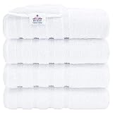 American Soft Linen Luxury Hotel & Spa Quality, Turkish Cotton, 27x54 Inches 4-Piece Bath Towel Set for Maximum Softness & Absorbency, Dry Quickly - Bright White