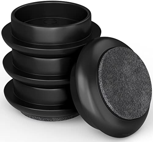 Medipaq Premium Felt Castor Cups - Chair Leg Floor Protectors - Furniture Castor Cups - Castors for Furniture - Protect Your Floors from Scratches - Black - Pack of 4 (Small: 44mm Diameter)