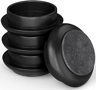 Medipaq Premium Felt Castor Cups - Chair Leg Floor Protectors - Furniture Castor Cups - Castors for Furniture - Protect Your Floors from Scratches - Black - Pack of 4 (Small: 44mm Diameter)