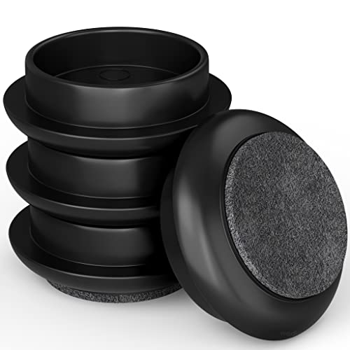 Image of Medipaq Felt Castor Cups for Wooden Floors, 4 x Small 44mm, Black