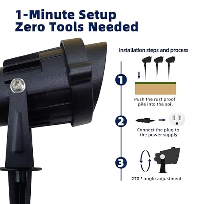 LED Outdoor Landscape Spot Lighting - 120V 12W Warm White Waterproof Spot Lights for Yard House Flag Tree, Lighting Decorations for Christmas Halloween(2 Pack)