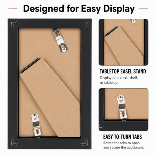 Image of JCJMY 3x5 Picture Frame Black for Tabletop, 3 x 5 Photo Frame with Shatter Resistant Plexiglass, Sturdy 3 by 5 Poster Frame, Black