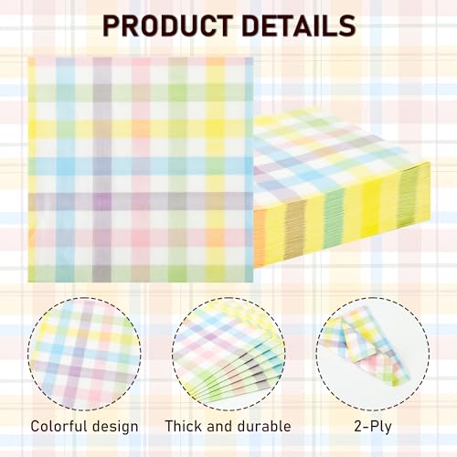 100Pcs-Pastel-Buffalo-Plaid-Luncheon-Napkins-Spring-Easter-Check-Disposable-Paper-Napkins-65-Inch-Rainbow-Gingham-Party-Hand-Towels-for-Easter-Spring-Dinner-Party-Supplies-Table-Decor 100Pcs Pastel Buffalo Plaid Luncheon Napkins Spring Easter Check Disposable Paper Napkins 65 Inch Rainbow Gingham Party Hand Towels for Easter Spring Dinner Party Supplies Table Decor