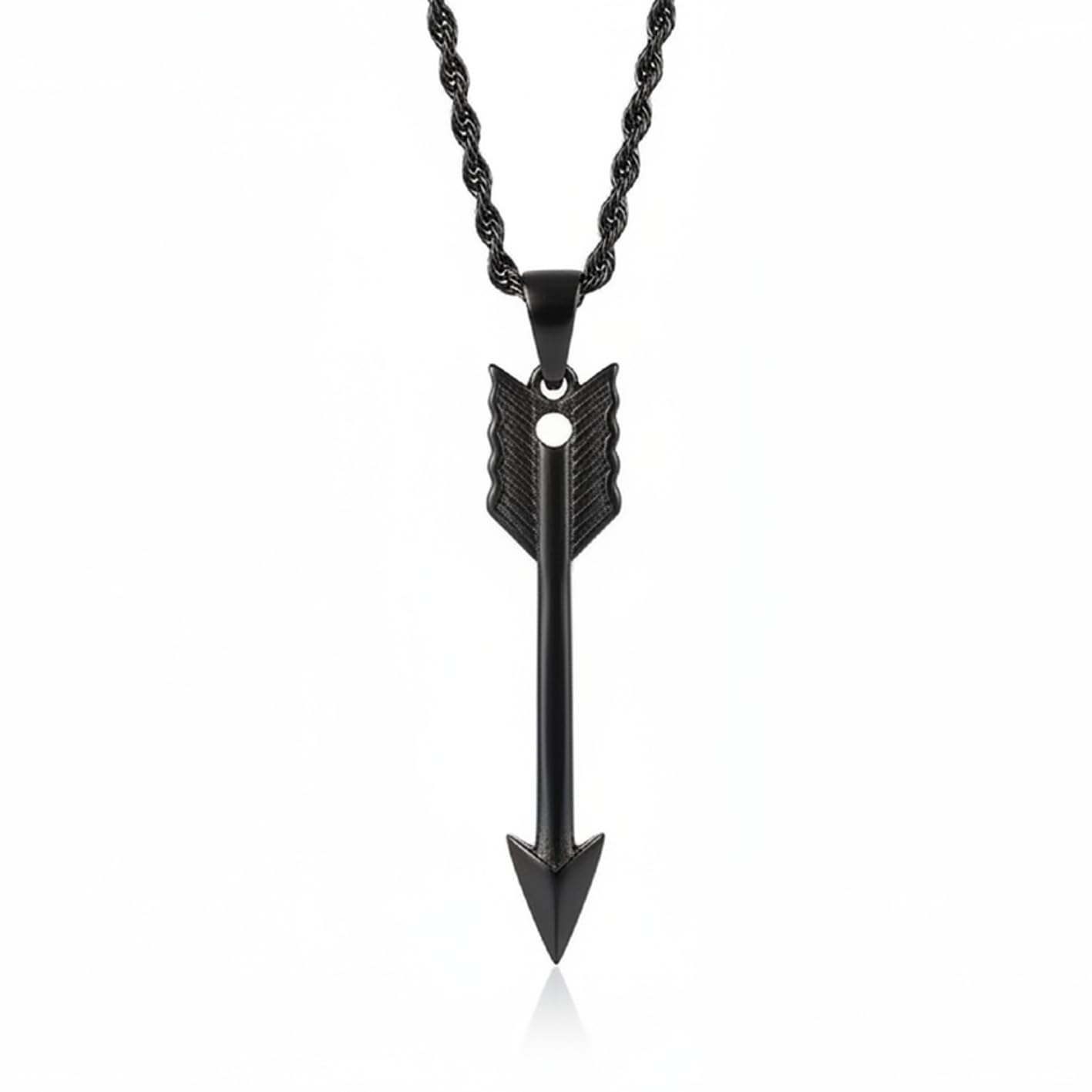 Black Arrow Pendant Necklace Stainless Steel Rope Chain for Men Geometric Arrow Locket Minimalist Jewelry Matte Finish Fashion Daily Wear Gift Premium Style-image-31