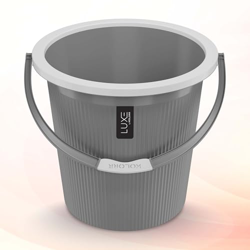 Image of KOLORR Luxe Bathroom Set (Bucket 18L x 2) + (Mug 1.5L x 2) + (Luxe Patla x 2)|Sturdy and Durable |Lightweight| Easy to Clean and Attractive Design|Pack of 6| PNT Grey 431C