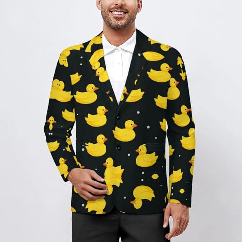 Yellow Ducks Mens Suit Jacket Lapel Blazers 2 Button Business Coat Tuxedo for Wedding Dinner2