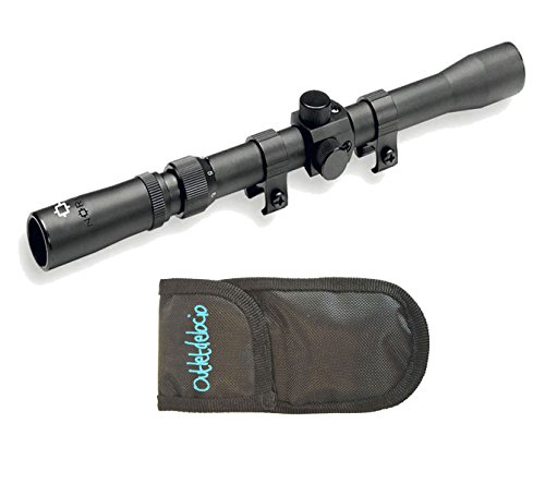 Pack Visor Norica. Mira telescópica 3-7x20 con zoom + Funda multiusos. Especial para tiro deportivo. 14808/23054