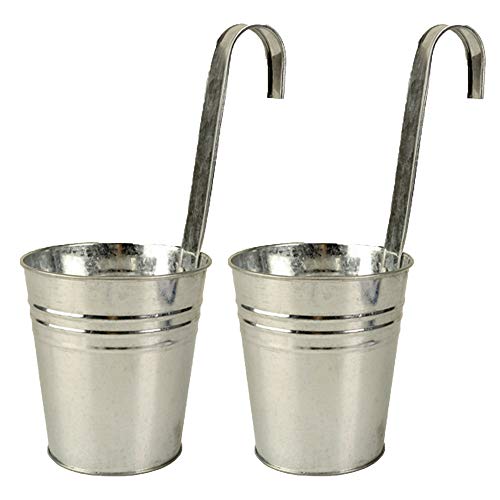 trendsforever 2er Set Hängetöpfe Zink bunt in Zink/Silber für Balkon und Garten Blumentopf hängend aus Metall
