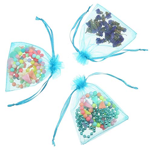 Image of Dealglad 50pcs Drawstring Organza Jewelry Candy Pouch Christmas Wedding Party Favor Gift Bags (4x6, Lake Blue)