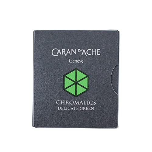 Caran D'Ache 8021-221 - Confezione Da 6 Cartucce Di Inchiostro Stilografica, Colore Verde Delicato