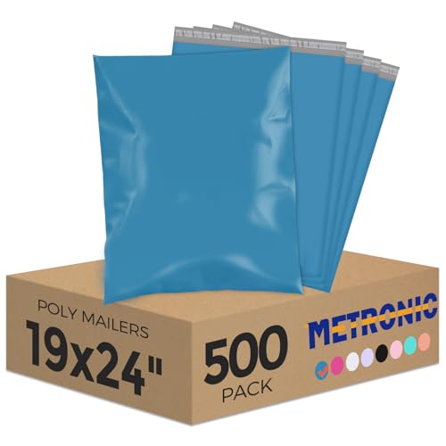 Image of Metronic Large Poly Mailers 19x24 500Pcs, Strong Adhensive Shipping Bags for Clothing, Waterproof Mailers Bags for Small Business, Shipping Envelopes, Tear-resistant Packing Bags in Dark Blue