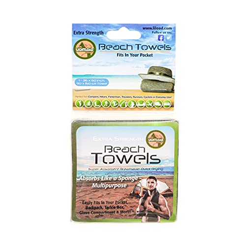Lightload Towels Fits in Your Pocket Large Non Micro Fiber Compressed Beach Swim Towel X Strong Quick Dry Super Absorbent Breathable Camp Backpack Travel Gym 5oz 1 Pack 36x60