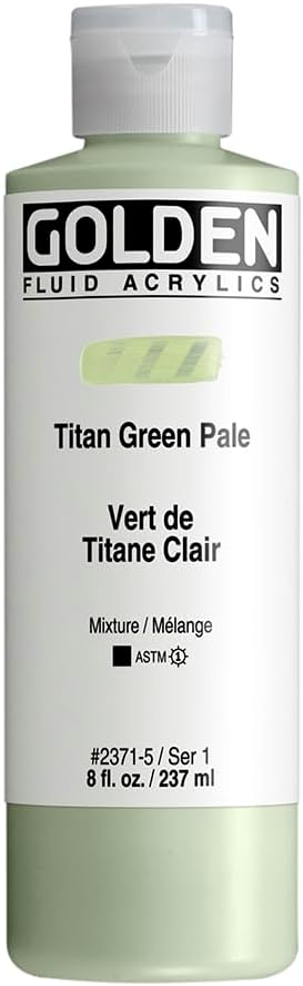 GOLDEN Fluid Acrylics, Titan Green Pale, 8 fl. oz. Bottle, Professional Acrylic Paint, Opaque
