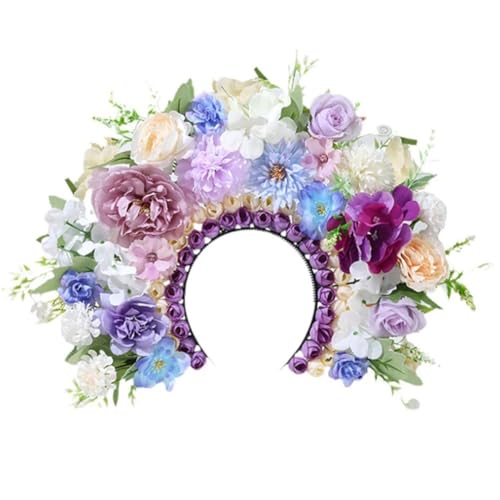 Toivexa 花冠 カチューシャ フラワークラウン 手作り Diy 未完成品 ガーランドキット フラワーリース ヘアアクセサリー パーティー ギフト 紫（Amazon）