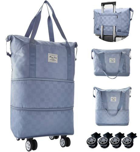 Rolling Duffle Bag with Wheels, 28-58L Expandable Foldable Travel...