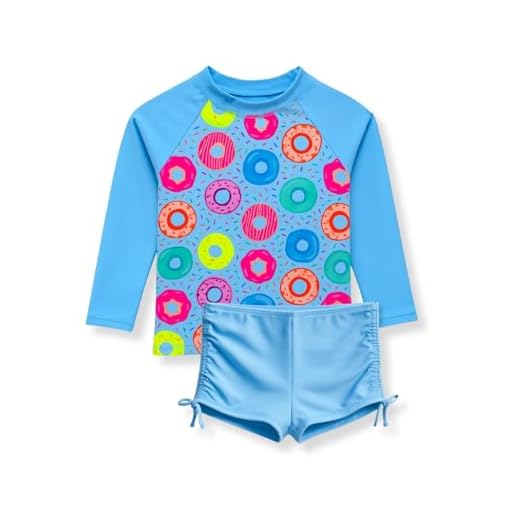Kit 2 Peças Biquini Infantil Menina Shorts Proteção Uv 50 (BR, Idade, 8 Anos, Azul)
