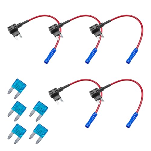 5PCS 12V Car Add-a-Circuit Fuse TAP Adapter, Automotive Fuse Holder with 15 Amp Blade Fuses, Mini...