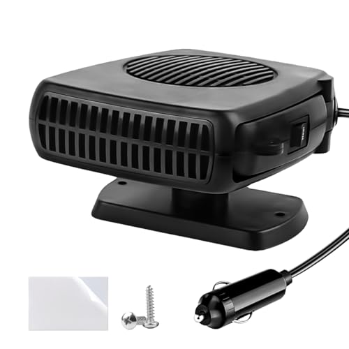 Image of 24V 200W Car Heater & Cooling Fan - Safe & Portable with Cigarette Lighter Plug-In, Rapid Windscreen Defogger & Window Defroster for Winter & Humid Weather for All Cars - Black