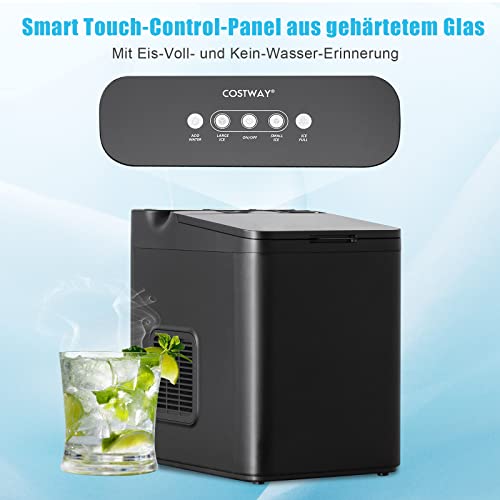 COSTWAY Eiswürfelmaschine Edelstahl Klein | Ice Cube Maker | 12 Kg 24 H | Zubereitung in 6 Min | 1,5 Liter Wassertank | LED-Display | Selbstreinigungsfunktion | 2 Eiswürfel Größen Inkl. Schaufel – Bild 5