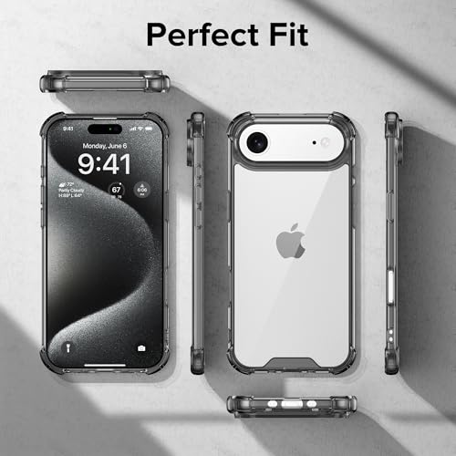 Image of ExpressBfor iPhone Air Case Cover | Anti-Scratch | Soft Shockproof Cushion Corners Camera Protection Back Cover | Hard Transparent Back Cover Case for iPhone Air - Clear with Black Sides